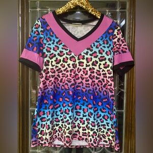 Southern Stitch Multicolor Leopard V-Neck Top